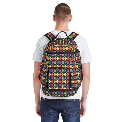 Rainbow and Black Solid Argyle Multifunctional Backpack