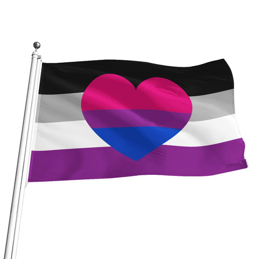 Bandera biromántica asexual con estampado integral | 5 tamaños