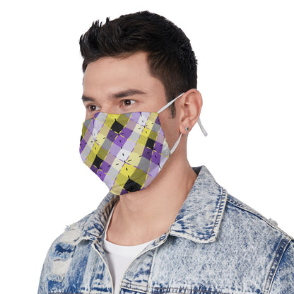 Plaid All-Over Print Face Mask with Adjustable Ear Loops