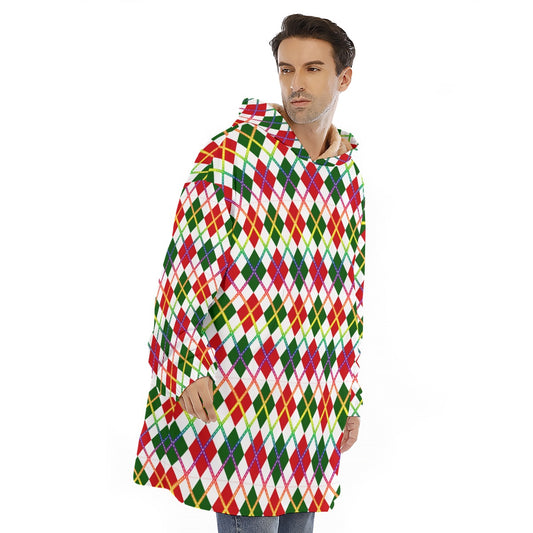 Pride Plaid or Argyle Unisex Sherpa Fleece Hoodie Blanket | Choose Your Pattern and Colourway