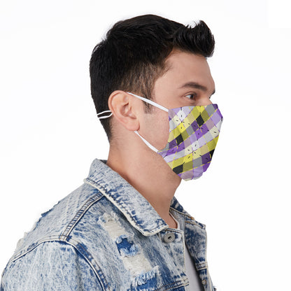 Plaid All-Over Print Face Mask with Adjustable Ear Loops