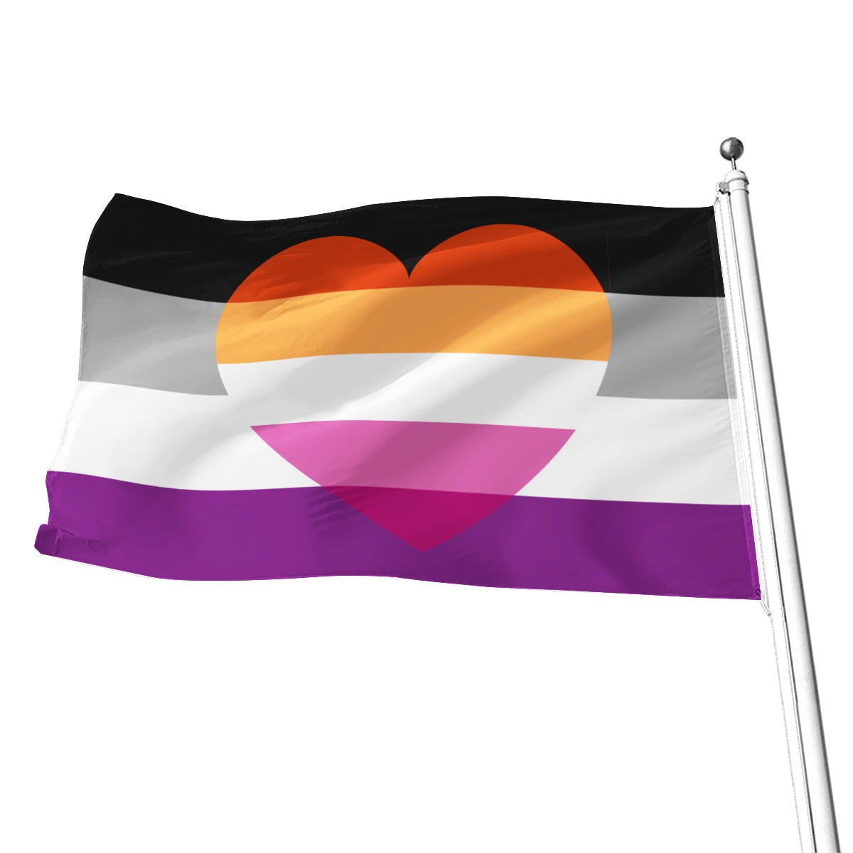 Bandera con estampado integral de lesbianas asexuales | 5 tamaños