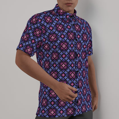 Circle Trellis Patterned 4-Way Stretch Shirt with Collar | Relaxed Fit | Choose Your Colourway