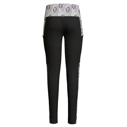 High Waist Leggings with Betta and Seaweed Pattern Accent and Side Pockets | Choose Your Colourway