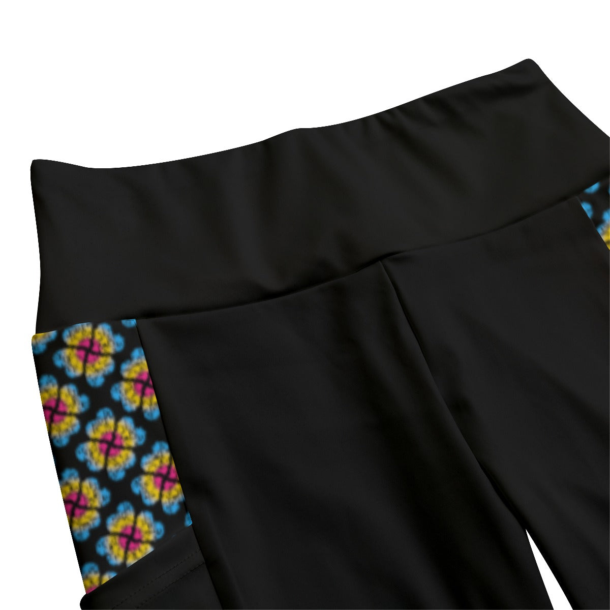 High Waist Leggings with Heart Flowers Pattern Accent and Side Pockets | Choose Your Colourway