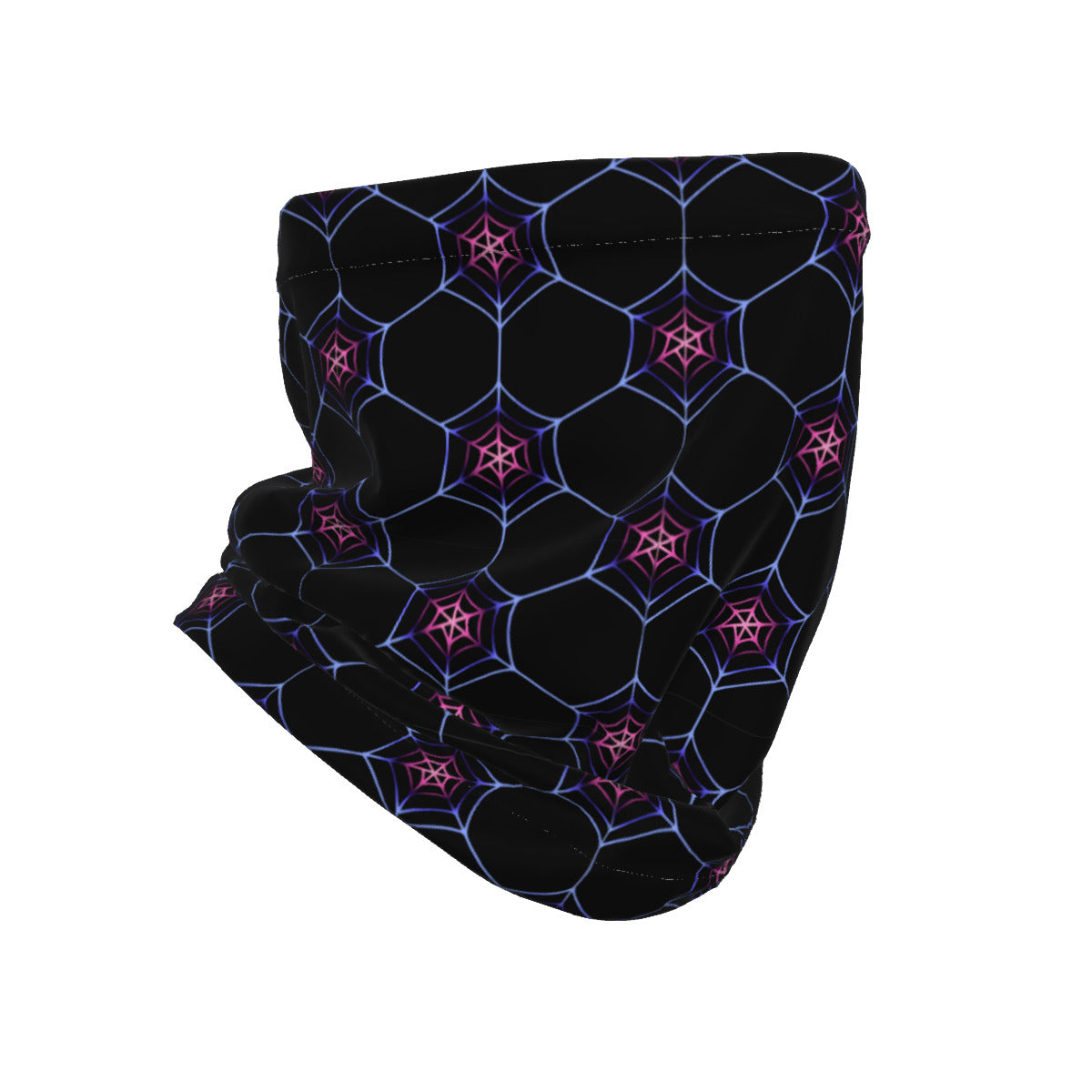 Geometric Spiderweb All-Over Print Knitted Fleece Neck Cover