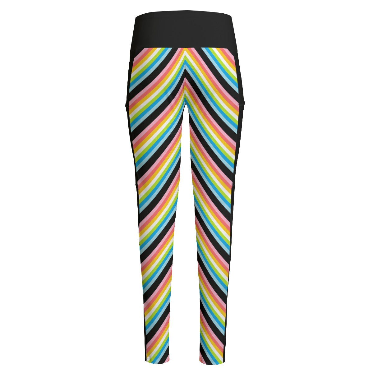 Pride Striped High Waist Leggings With Side Pockets | Choose Your Colourway