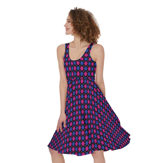 Plaid or Argyle Sleeveless Swishy Dress | Choose Your Colourway