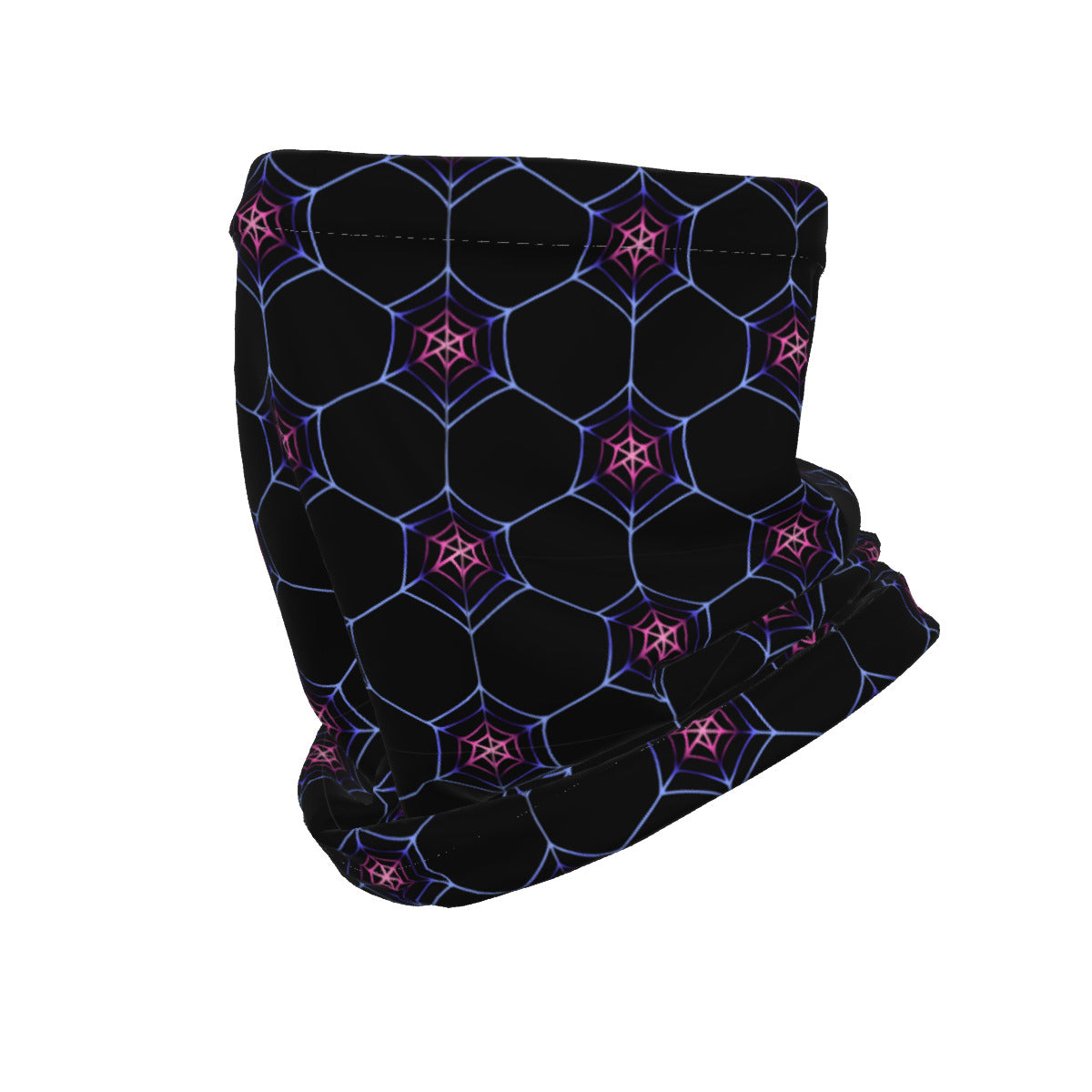 Geometric Spiderweb All-Over Print Knitted Fleece Neck Cover