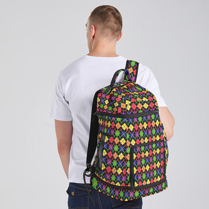 Rainbow and Black Solid Argyle Multifunctional Backpack