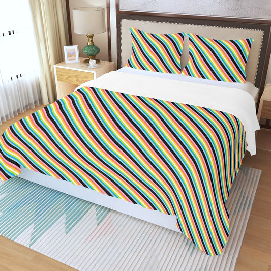 Pride Striped Three Piece Duvet Cover Set | Choose Your Colourway
