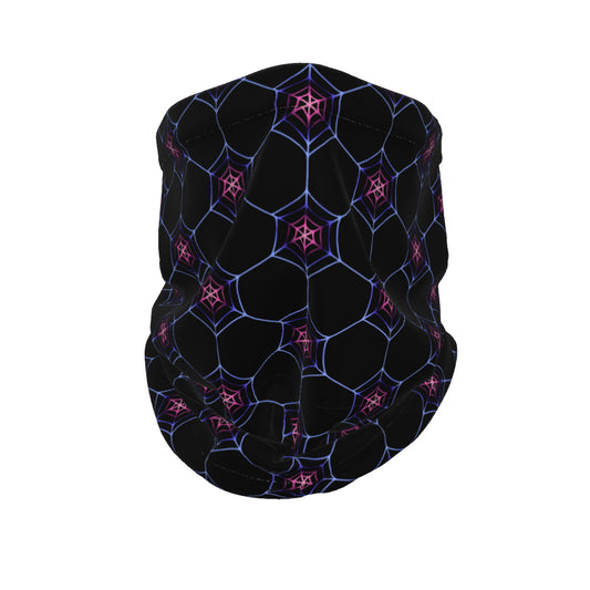 Geometric Spiderweb All-Over Print Knitted Fleece Neck Cover