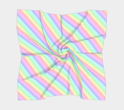 Pastel Rainbow Striped  Square Scarf