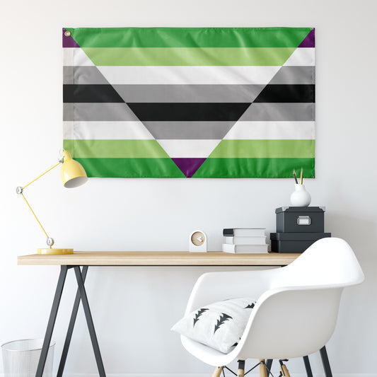 Aegoaroace - V2  Wall Flag | 36x60" | Single-Reverse | Aromantic and Asexual Spectrum
