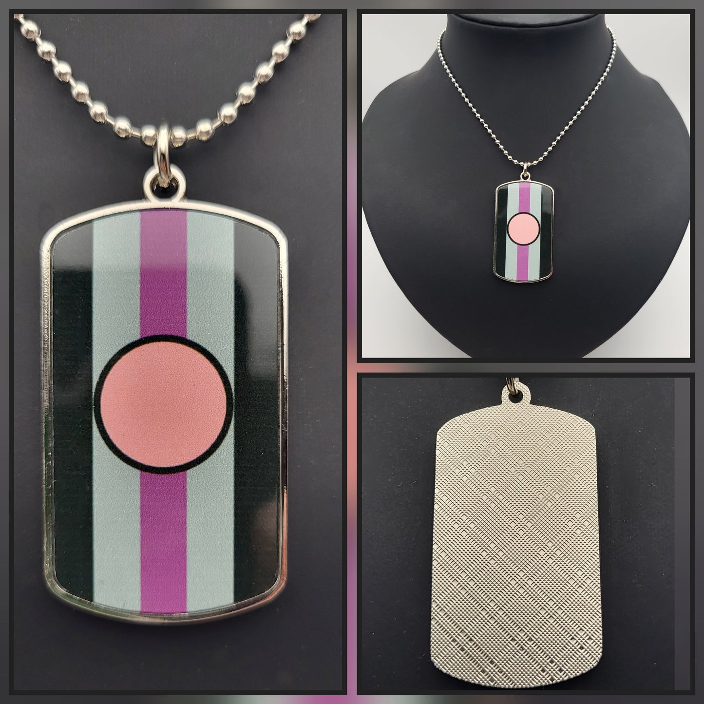 Aroace Pride Metal Dog Tag Pendant Necklace | Choose Your Flag | Choose Your Chain or Cord Necklace ninjaferretart