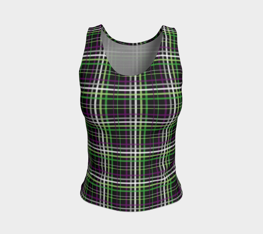 Aroace - V6 Plaid Fitted Tank (Long) Fitted Tank Top (Long) ninjaferretart