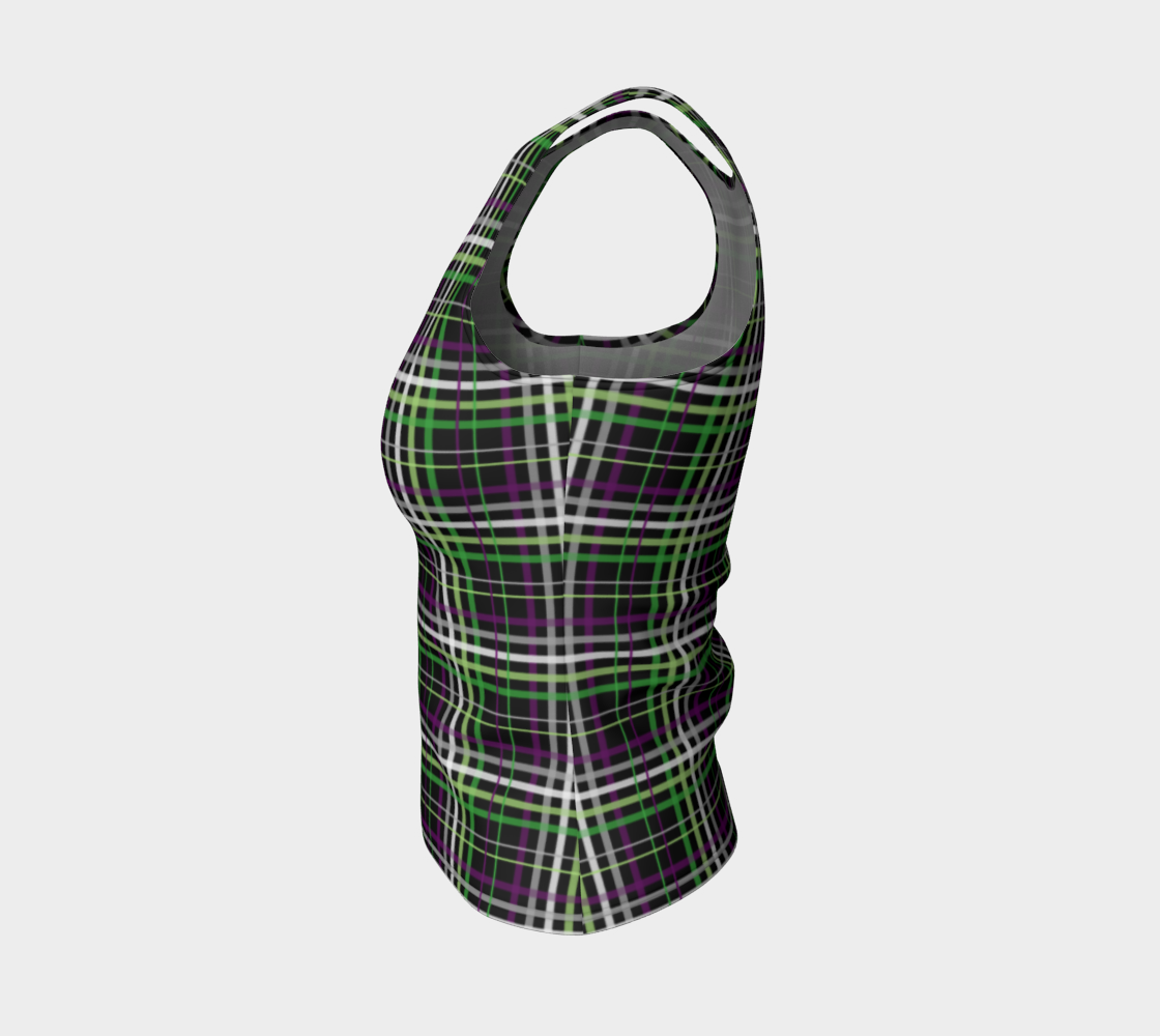 Aroace - V6 Plaid Fitted Tank (Long) Fitted Tank Top (Long) ninjaferretart