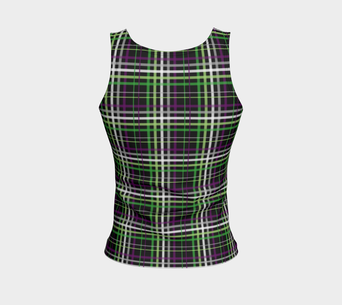 Aroace - V6 Plaid Fitted Tank (Long) Fitted Tank Top (Long) ninjaferretart