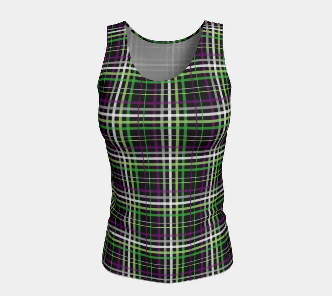 Aroace - V6 Plaid Fitted Tank (Long) Fitted Tank Top (Long) ninjaferretart