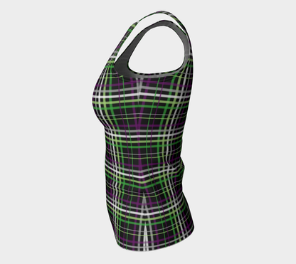 Aroace - V6 Plaid Fitted Tank (Long) Fitted Tank Top (Long) ninjaferretart