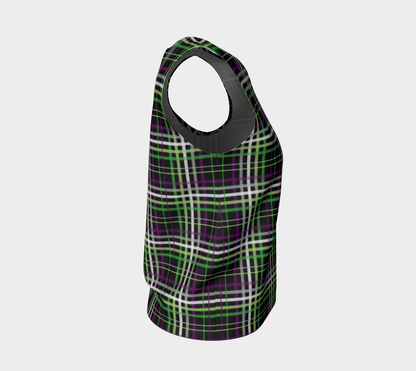 Aroace - V6 Plaid Loose Tank (Long) Loose Tank Top (Long) ninjaferretart