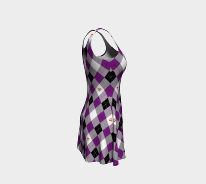 Asexual Panromantic Argyle Flare Dress Flare Dress ninjaferretart