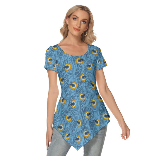 Betta and Seaweed Asymmetrical Hem Short Sleeve T-shirt | Choose Your Colourway Apparel ninjaferretart