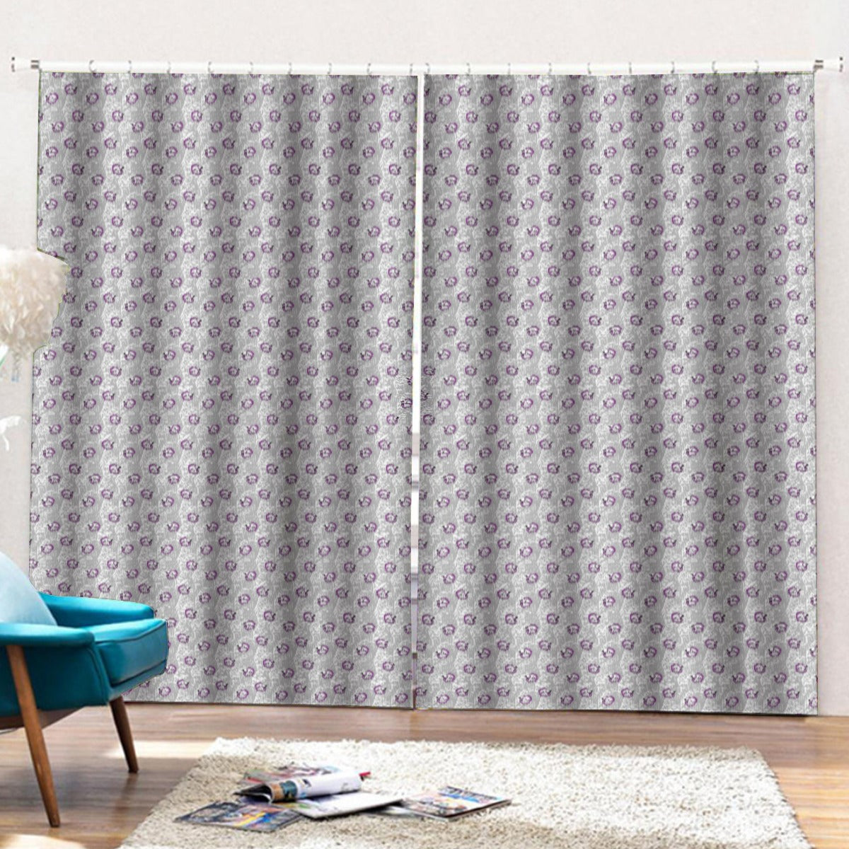 Betta and Seaweed Pattern Curtains with Hooks (Large Size) | Choose Your Colourway  ninjaferretart