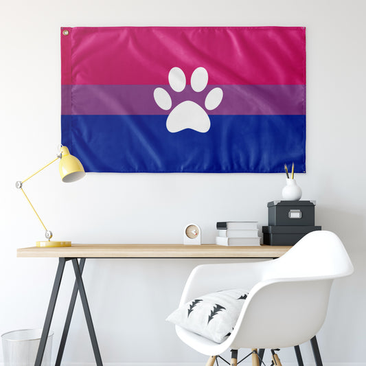 Furry Bisexual Pride Wall Flag - White Paw | 36x60" | Single-Reverse