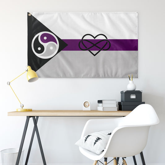 Demisexual Triskele w/Infinity Heart Wall Flag | 36x60" | Single-Reverse | Aro Ace and Kink