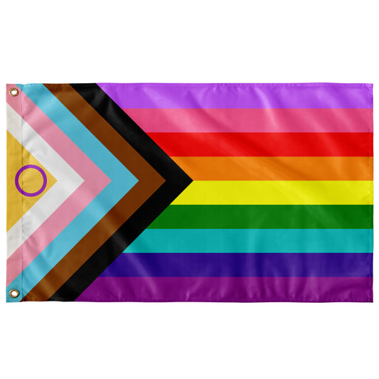 Intersex Inclusive Gilbert Baker Rainbow Wall Flag | 36x60" | Single-Reverse
