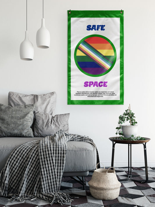 Safe Space - Disability, Neurodiversity, LGBTQ Wall Flag | 36x60" | Single-Reverse