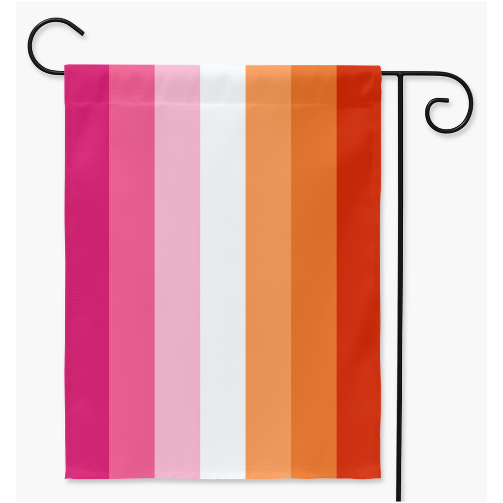 Lesbienne - V3 Drapeaux de cour et de jardin | Simple ou double face | 2 tailles | Orientations romantiques et sexuelles