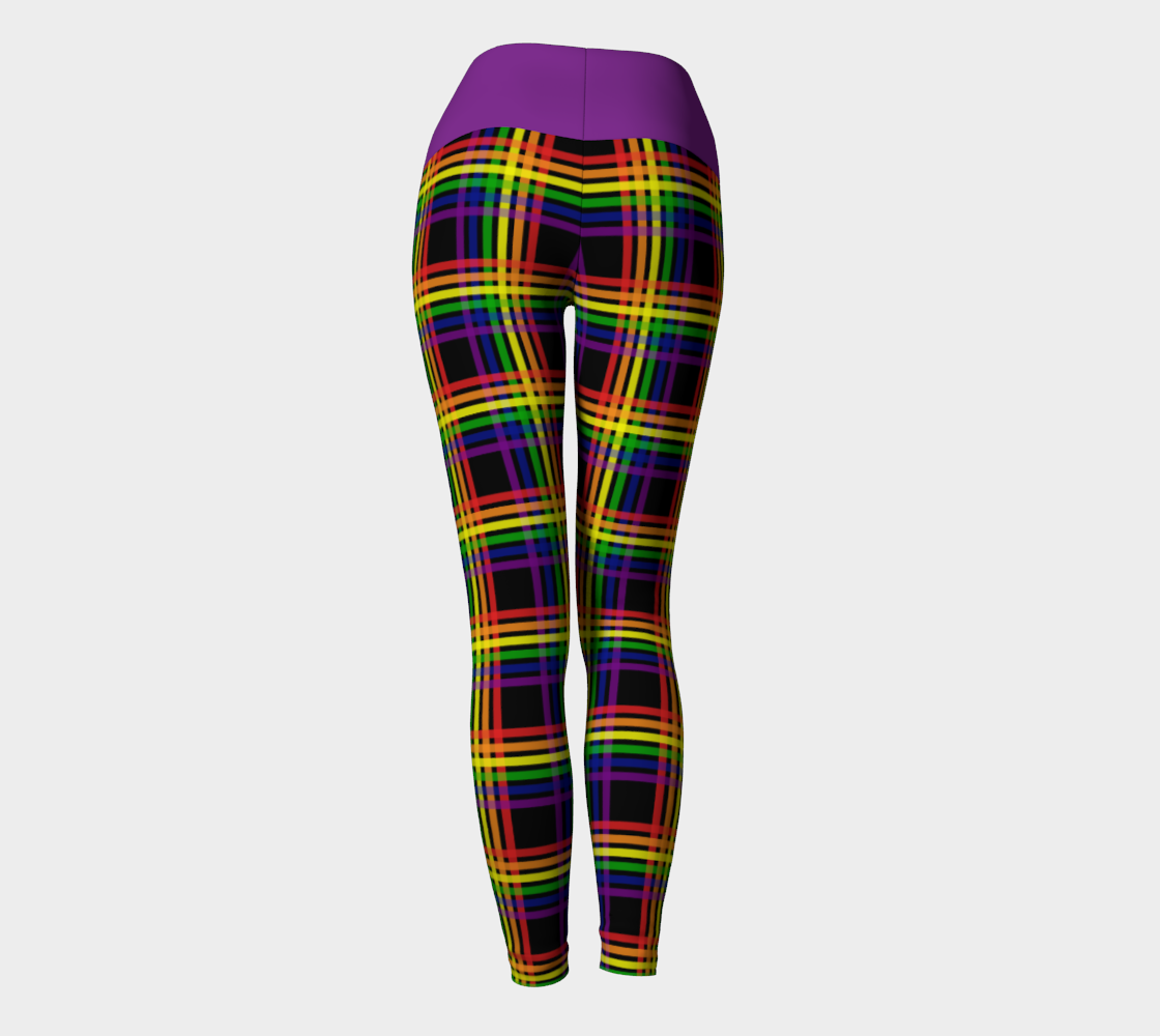 Leggings de yoga à carreaux arc-en-ciel et noirs