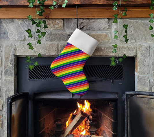 Rainbow Candy  Striped Holiday Stocking