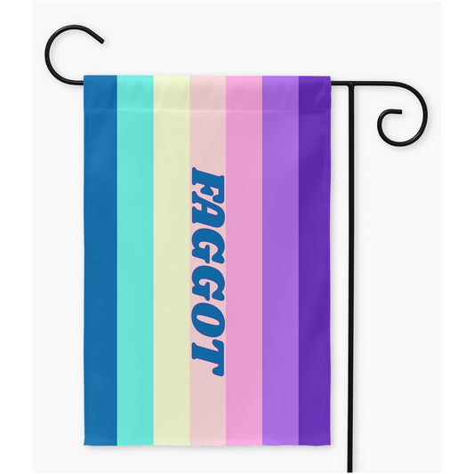 F*ggot - V1 - avec texte Yard et drapeaux de jardin | Simple ou double face | 2 tailles | Identité et expression de genre