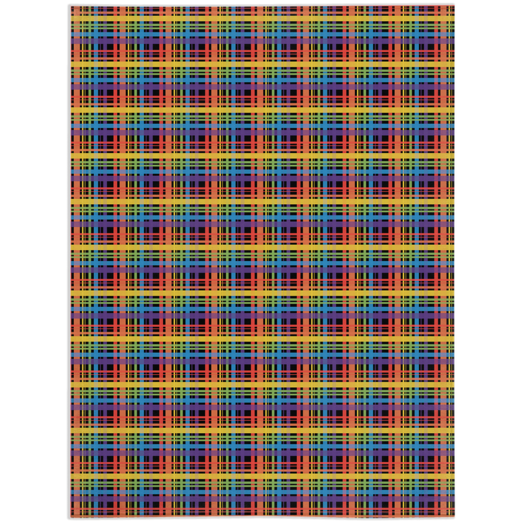 Muted Rainbow and Black Plaid Pride Minky Blankets