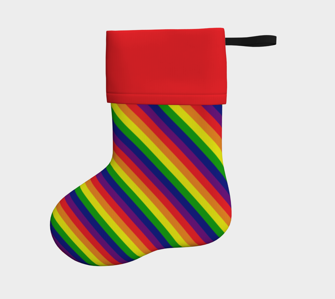 Rainbow  Striped Holiday Stocking
