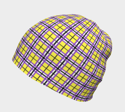 Nonbinary "Enbyberry" Plaid Beanie