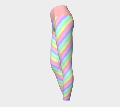 Pastel Rainbow Striped Yoga Leggings