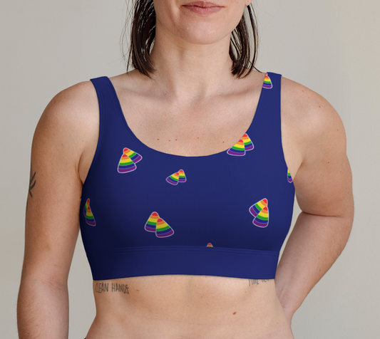 Rainbow and Blue Candy Corn Scoop Bralette