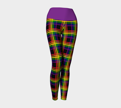 Rainbow and Black Plaid Yoga Leggings