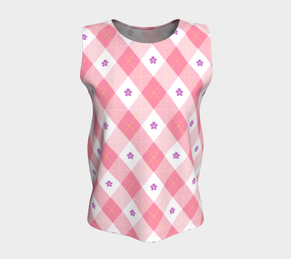 Sapphic Floral Argyle Loose Tank (Long)