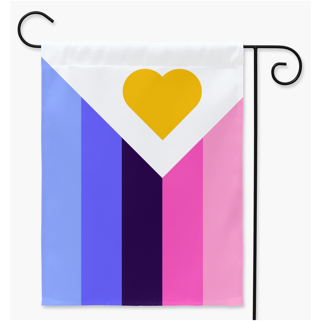 Orgullo poliamoroso - V6 - Banderas omnisexuales para patio y jardín | Una o dos caras | 2 tamaños