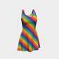 Muted Rainbow Striped Flare Dress