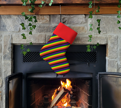 Philly Rainbow  Striped Holiday Stocking