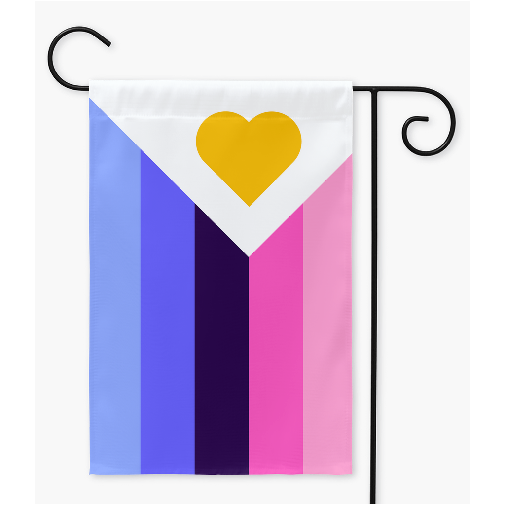Orgullo poliamoroso - V6 - Banderas omnisexuales para patio y jardín | Una o dos caras | 2 tamaños