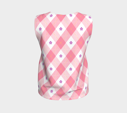 Sapphic Floral Argyle Loose Tank