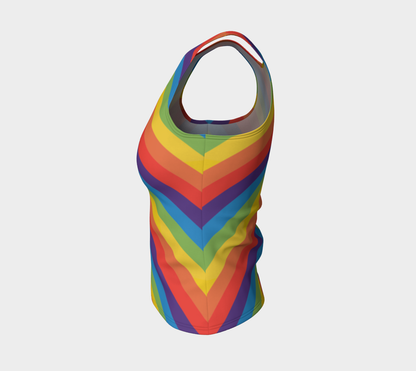 Muted Rainbow Striped Fitted Tank (Long)