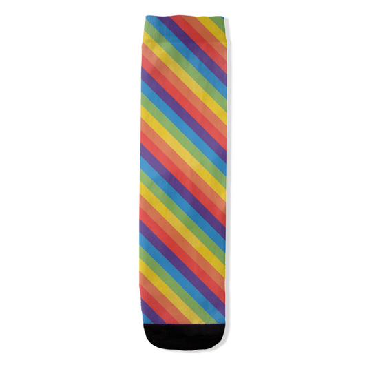 Muted Rainbow Striped All-Over Print Socks